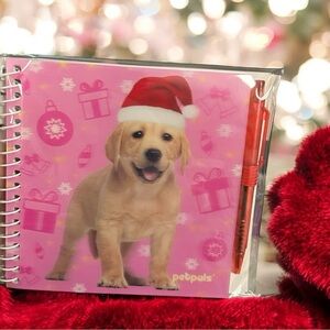 Holiday Labrador Puppy Pink Petpals Notebook & Pen Set